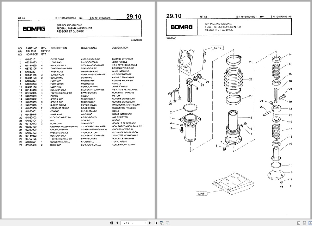 Bomag Vibratory Tamper BT 58 BT 68 Spare Parts Catalog 1990 EN DE FR (2)