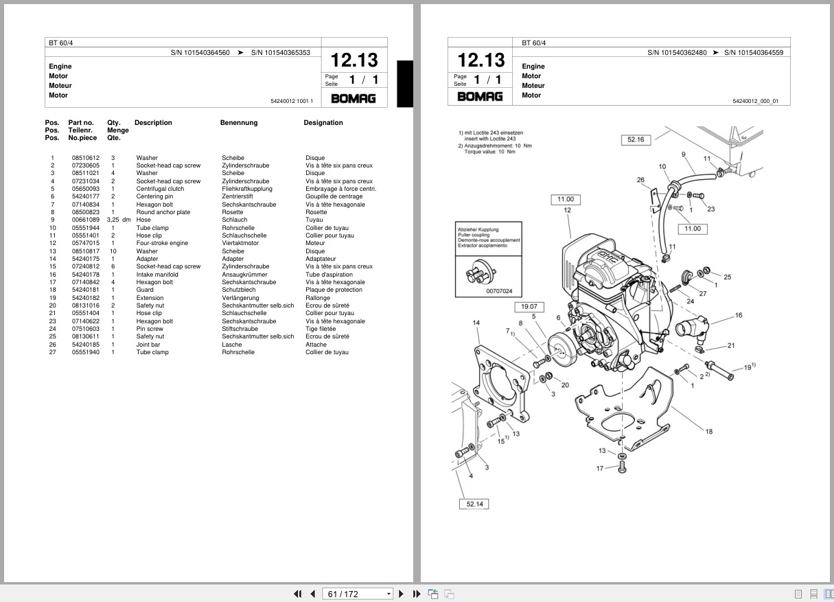 Bomag Vibratory Tamper BT 60 4 Spare Parts Catalog 2002 2005 EN DE FR (3)