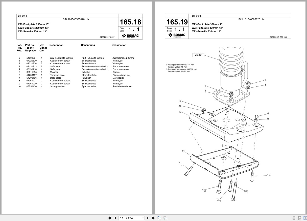 Bomag Vibratory Tamper BT 60 4 Spare Parts Catalog 2008 EN DE FR (2)