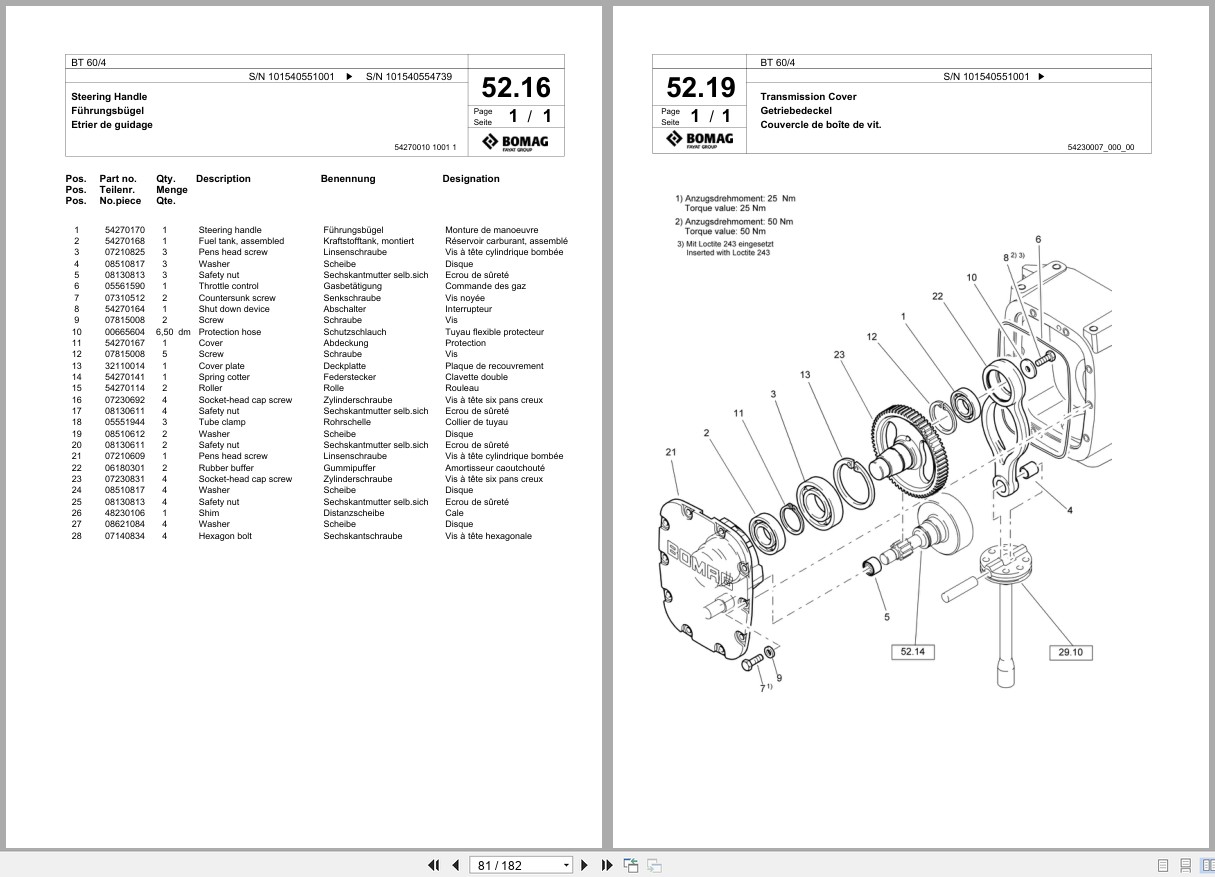 Bomag Vibratory Tamper BT 60 4 Spare Parts Catalog 2010 2013 EN DE FR (2)