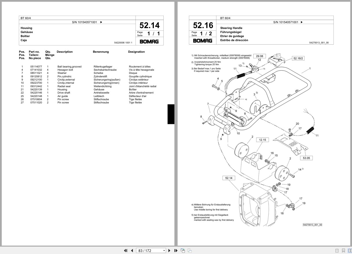 Bomag Vibratory Tamper BT 60 4 Spare Parts Catalog 2012 2013 EN DE FR (2)