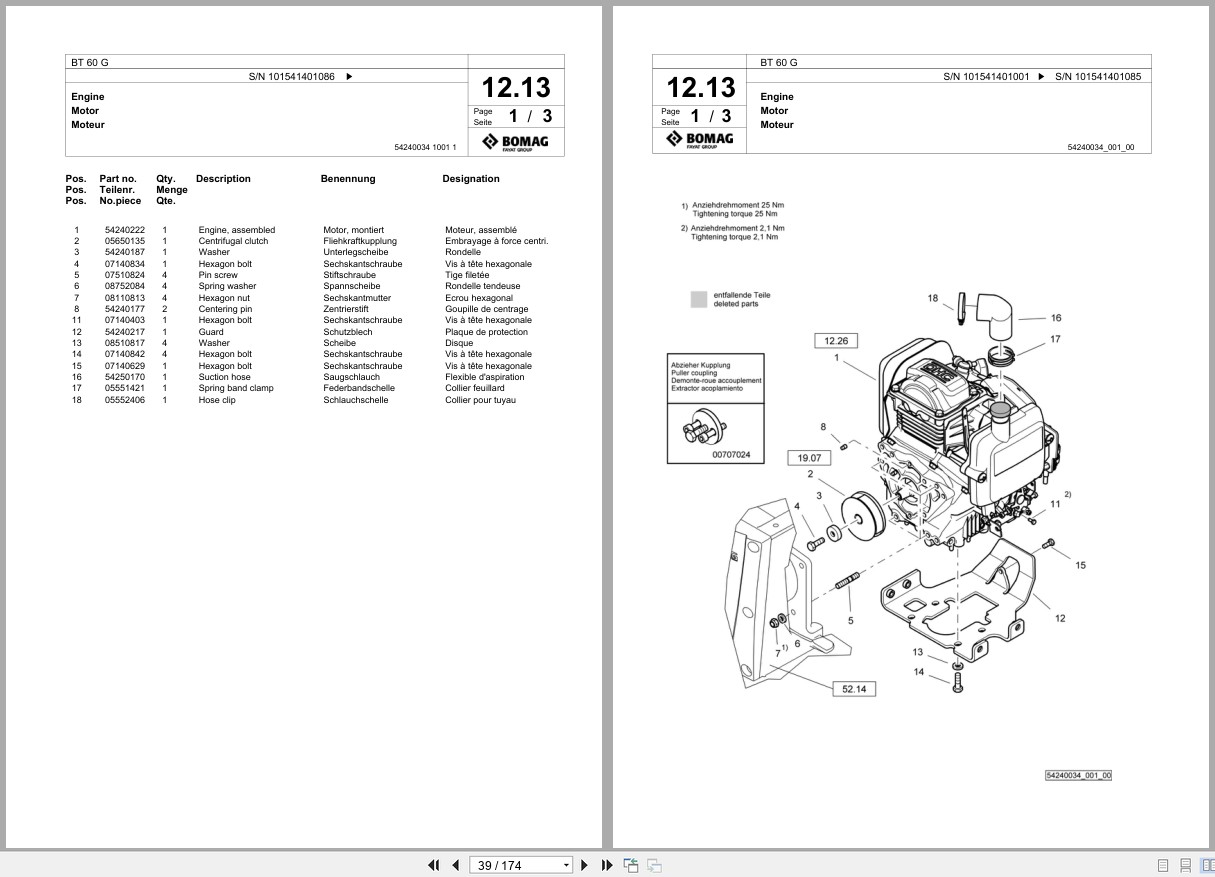 Bomag Vibratory Tamper BT 60 G Spare Parts Catalog 2015 2017 EN DE FR (3)