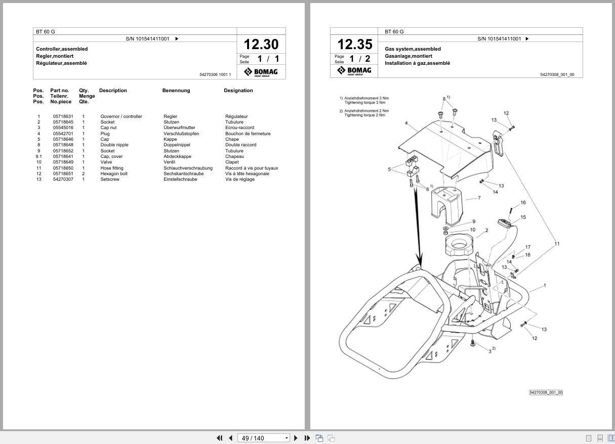 Bomag Vibratory Tamper BT 60 G Spare Parts Catalog 2018 EN DE FR (2)