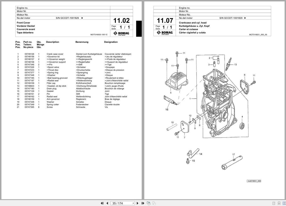 Bomag Vibratory Tamper BT 60 Spare Parts Catalog 01.2015 05.2016 EN DE FR (2)