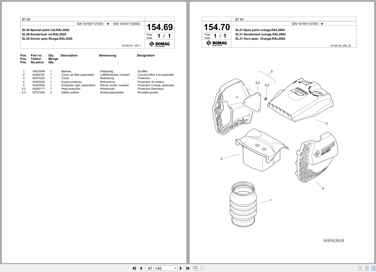 Bomag Vibratory Tamper BT 60 Spare Parts Catalog 04.2015 05.2016 EN DE FR (2)