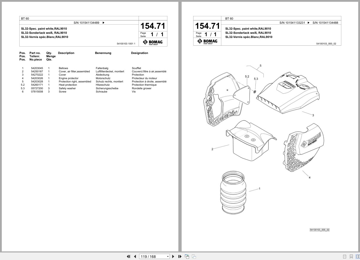 Bomag Vibratory Tamper BT 60 Spare Parts Catalog 06.2016 06.2018 EN DE FR (2)
