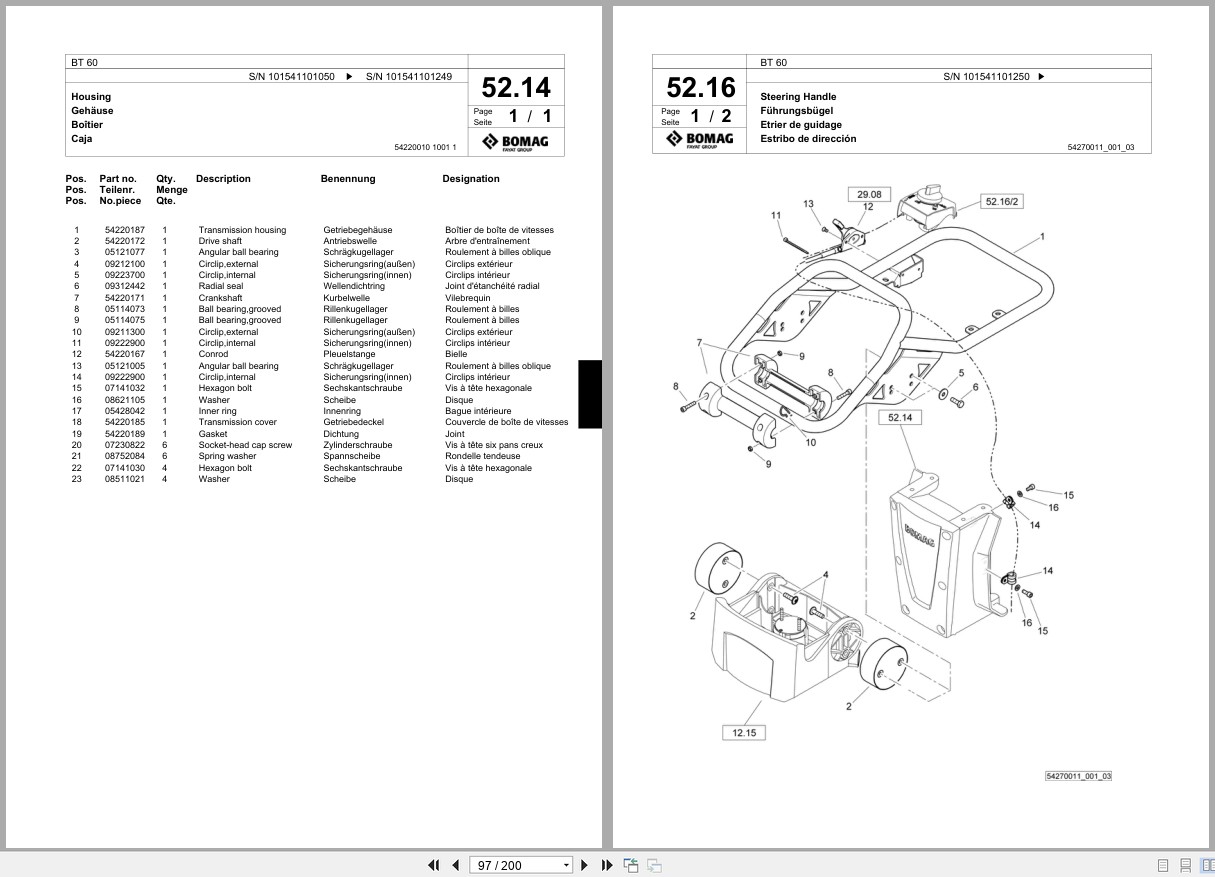 Bomag Vibratory Tamper BT 60 Spare Parts Catalog 2011 2013 EN DE FR (3)