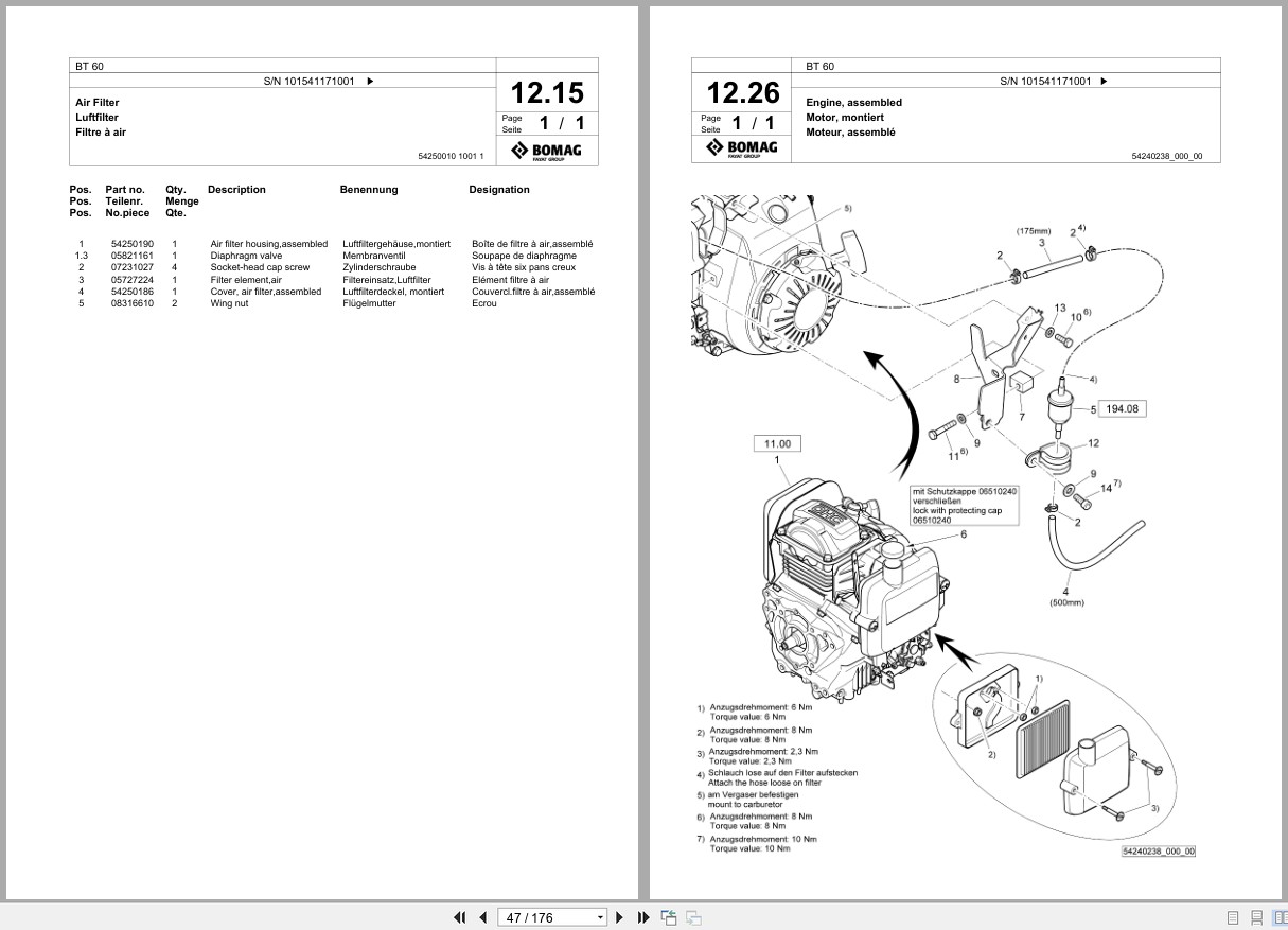 Bomag Vibratory Tamper BT 60 Spare Parts Catalog 2019 2022 EN DE FR (2)