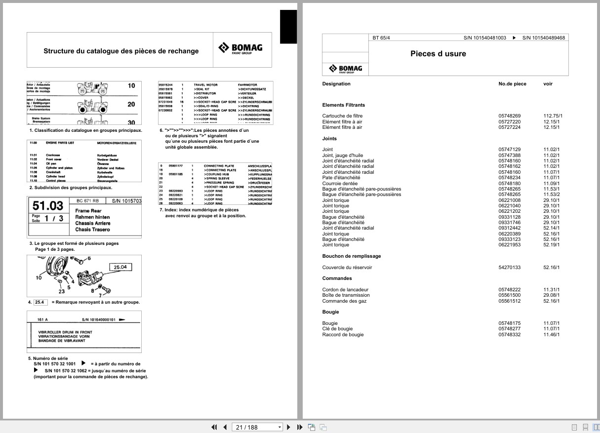 Bomag Vibratory Tamper BT 65 4 Spare Parts Catalog 2001 2005 EN DE FR (2)