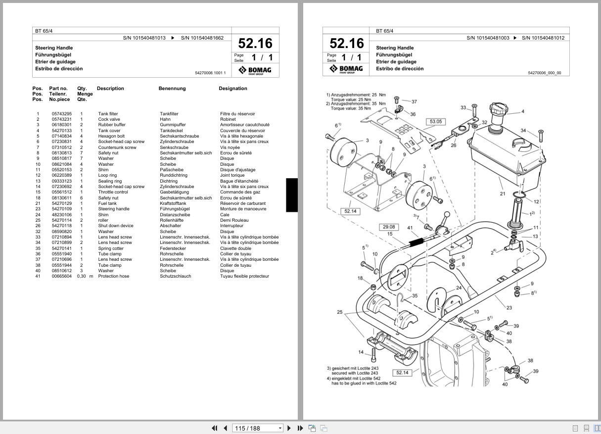 Bomag Vibratory Tamper BT 65 4 Spare Parts Catalog 2001 2005 EN DE FR (3)