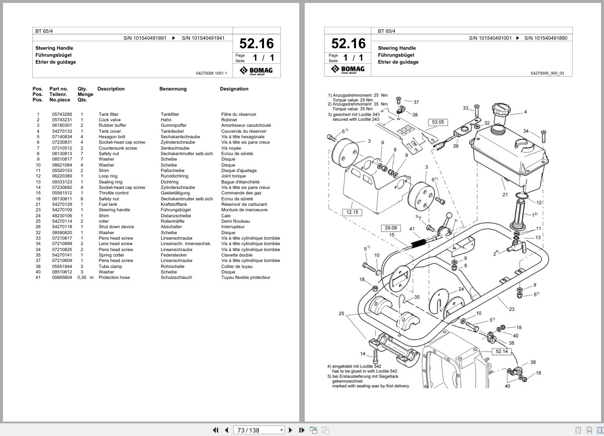 Bomag Vibratory Tamper BT 65 4 Spare Parts Catalog 2005 2006 EN DE FR (2)