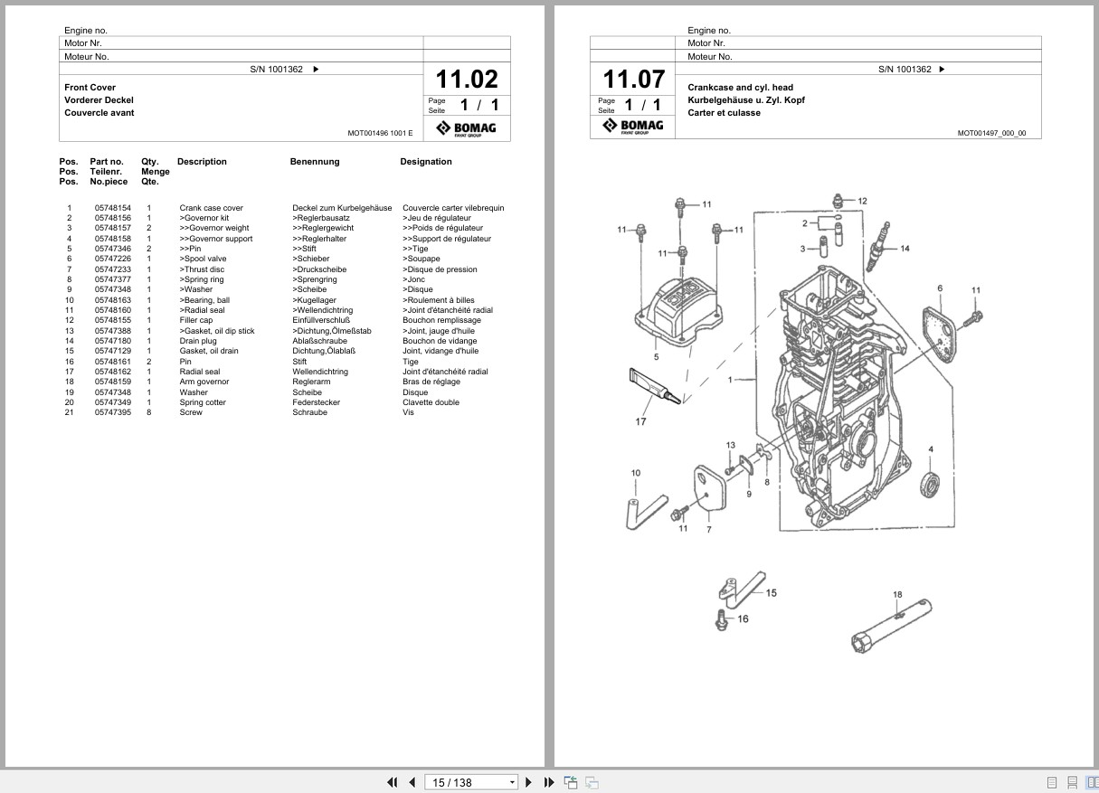 Bomag Vibratory Tamper BT 65 4 Spare Parts Catalog 2005 2006 EN DE FR (3)