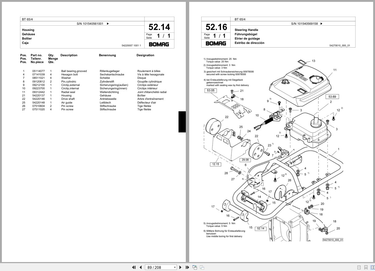 Bomag Vibratory Tamper BT 65 4 Spare Parts Catalog 2010 2013 EN DE FR (2)