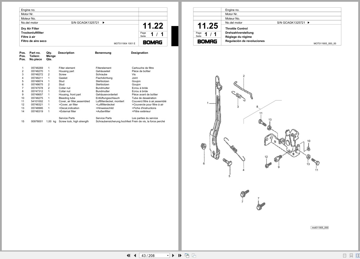 Bomag Vibratory Tamper BT 65 4 Spare Parts Catalog 2010 2013 EN DE FR (3)