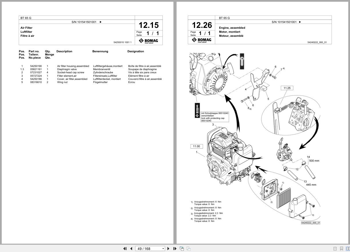 Bomag Vibratory Tamper BT 65 G Spare Parts Catalog 2015 2018 EN DE FR (3)