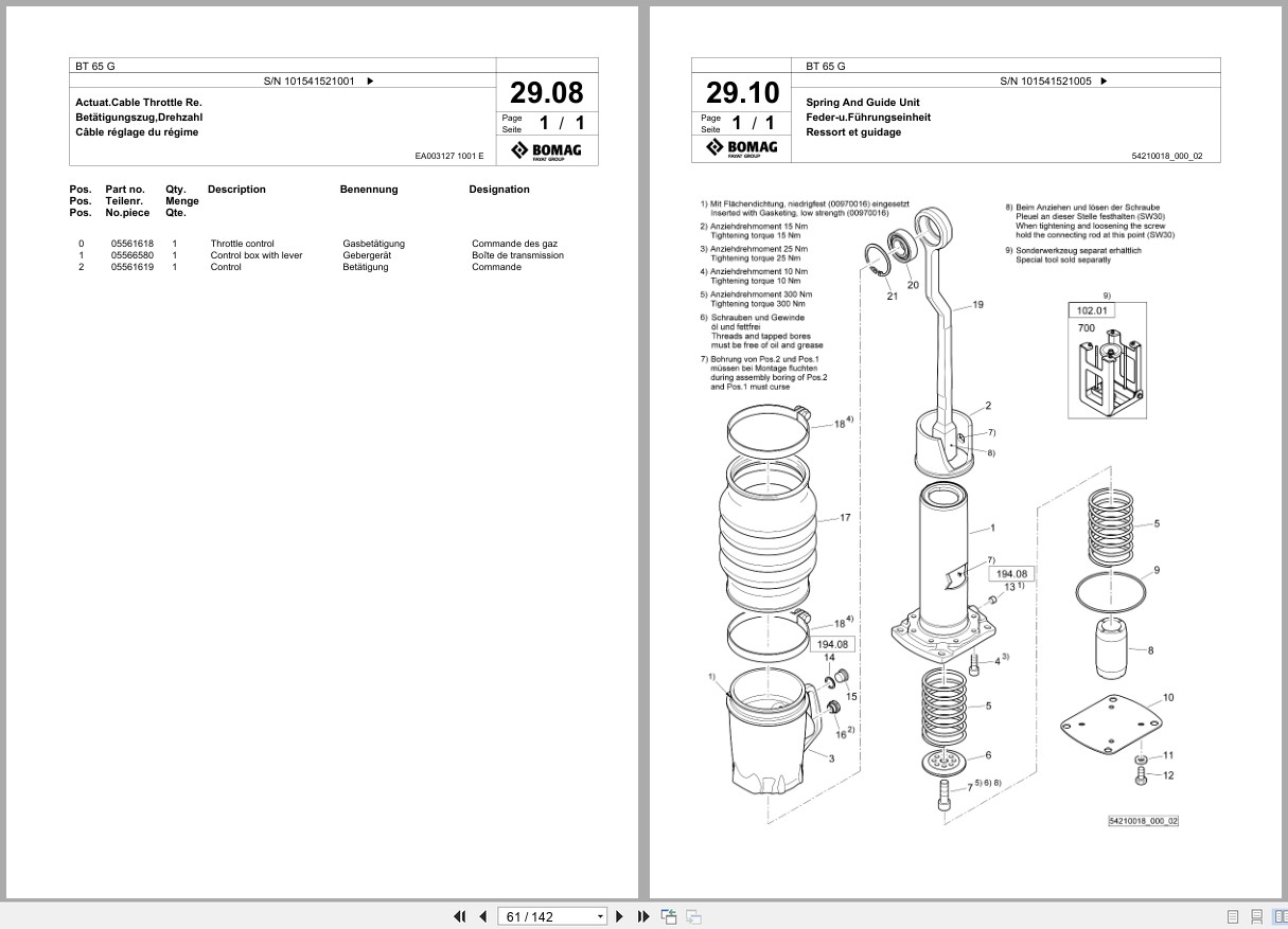 Bomag Vibratory Tamper BT 65 G Spare Parts Catalog 2018 2019 EN DE FR (2)
