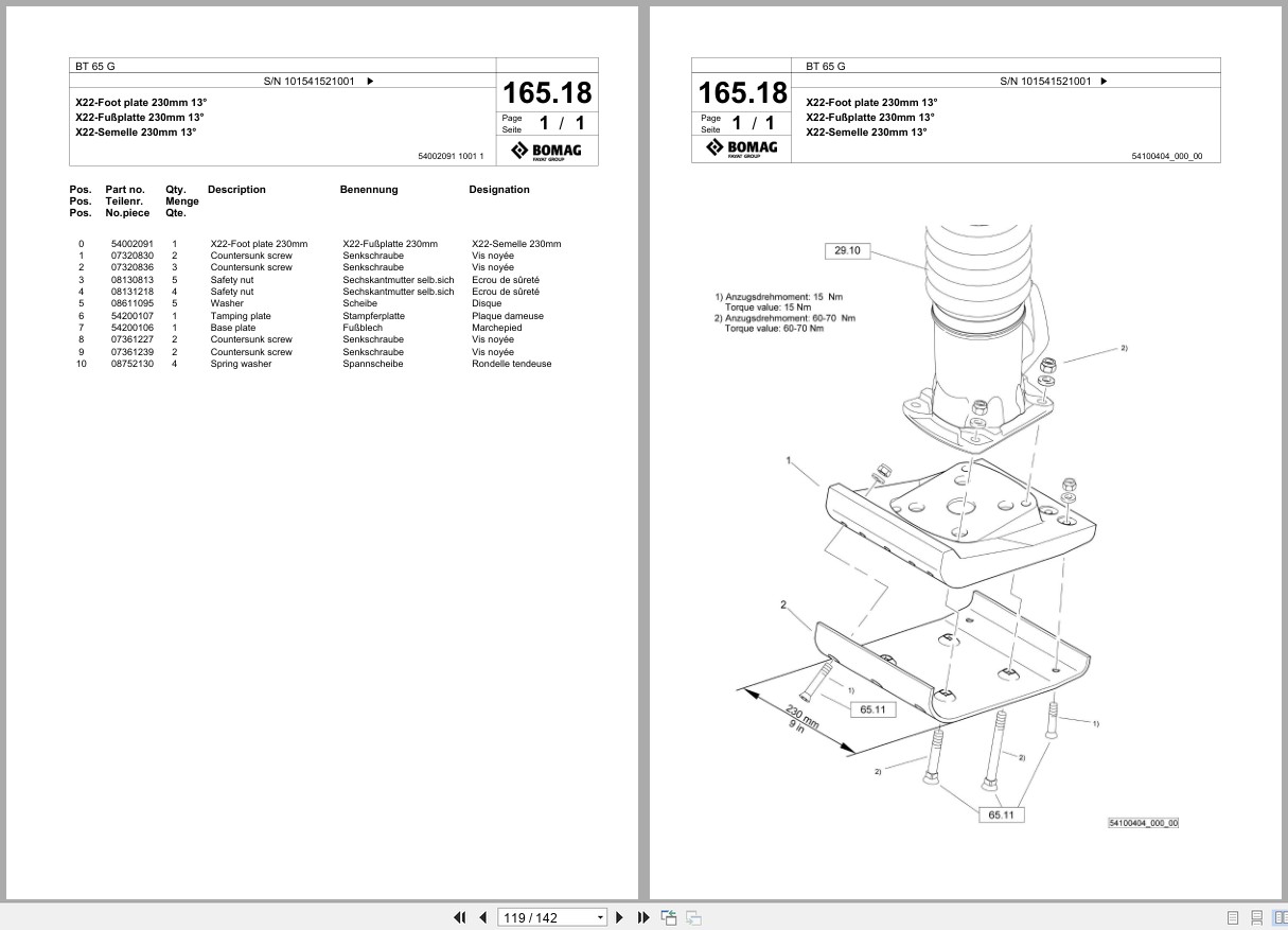 Bomag Vibratory Tamper BT 65 G Spare Parts Catalog 2018 2019 EN DE FR (3)