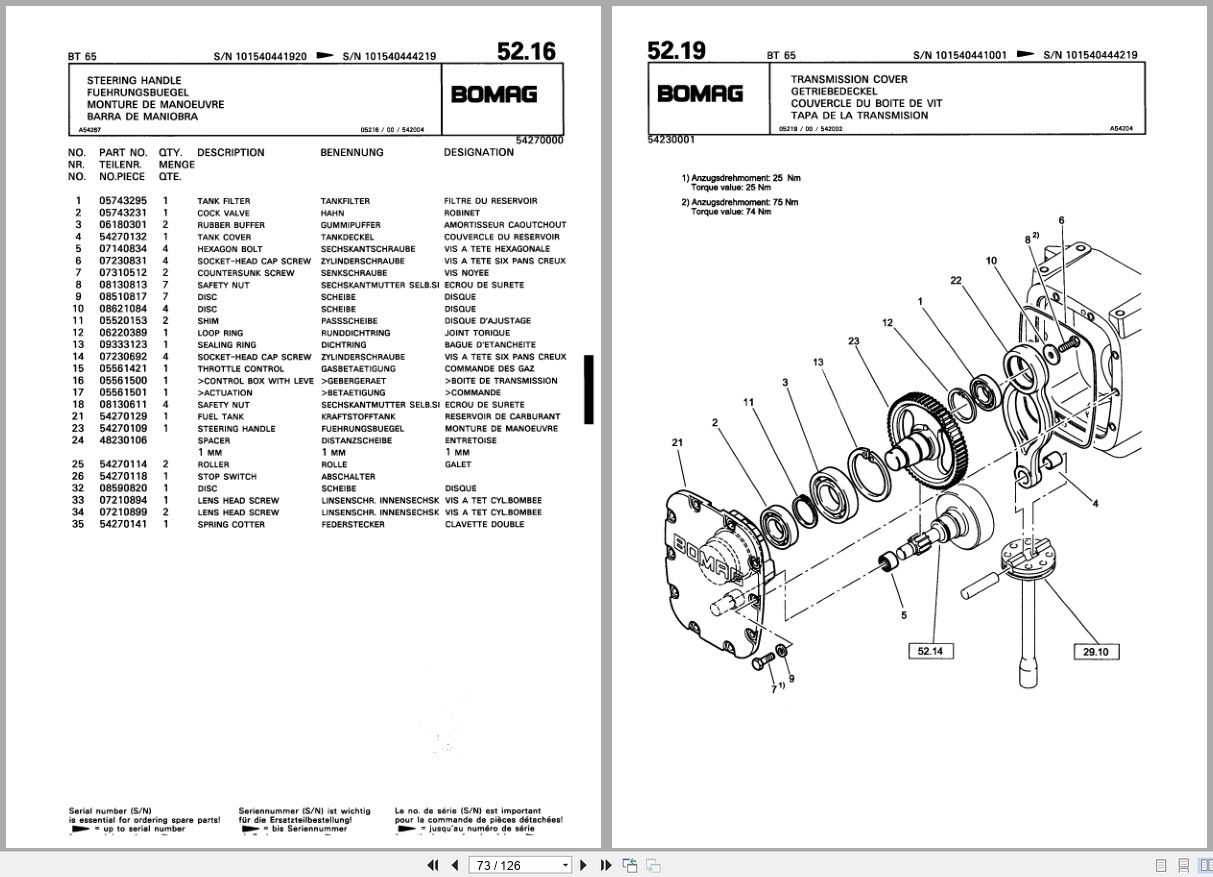 Bomag Vibratory Tamper BT 65 Spare Parts Catalog 2001 EN DE FR (2)
