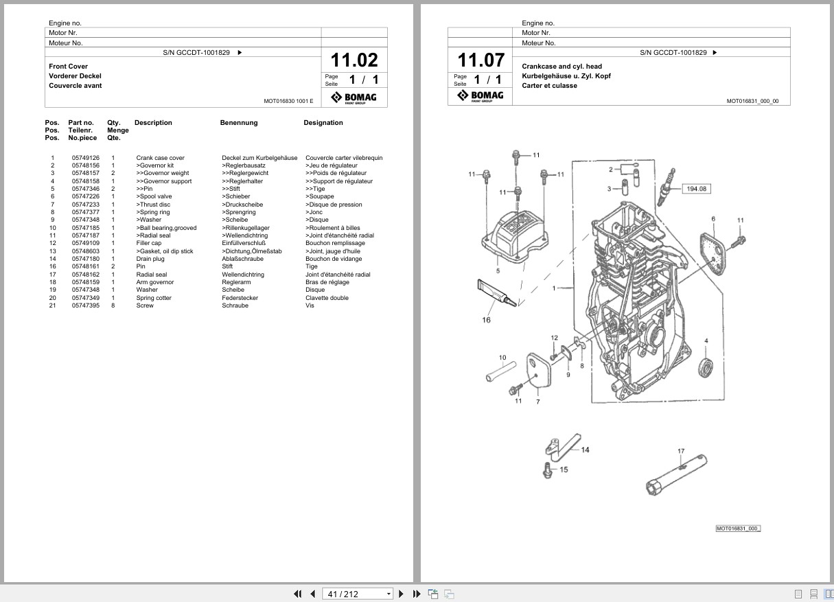 Bomag Vibratory Tamper BT 65 Spare Parts Catalog 2015 2018 EN DE FR (2)