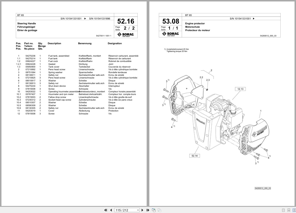 Bomag Vibratory Tamper BT 65 Spare Parts Catalog 2015 2018 EN DE FR (3)