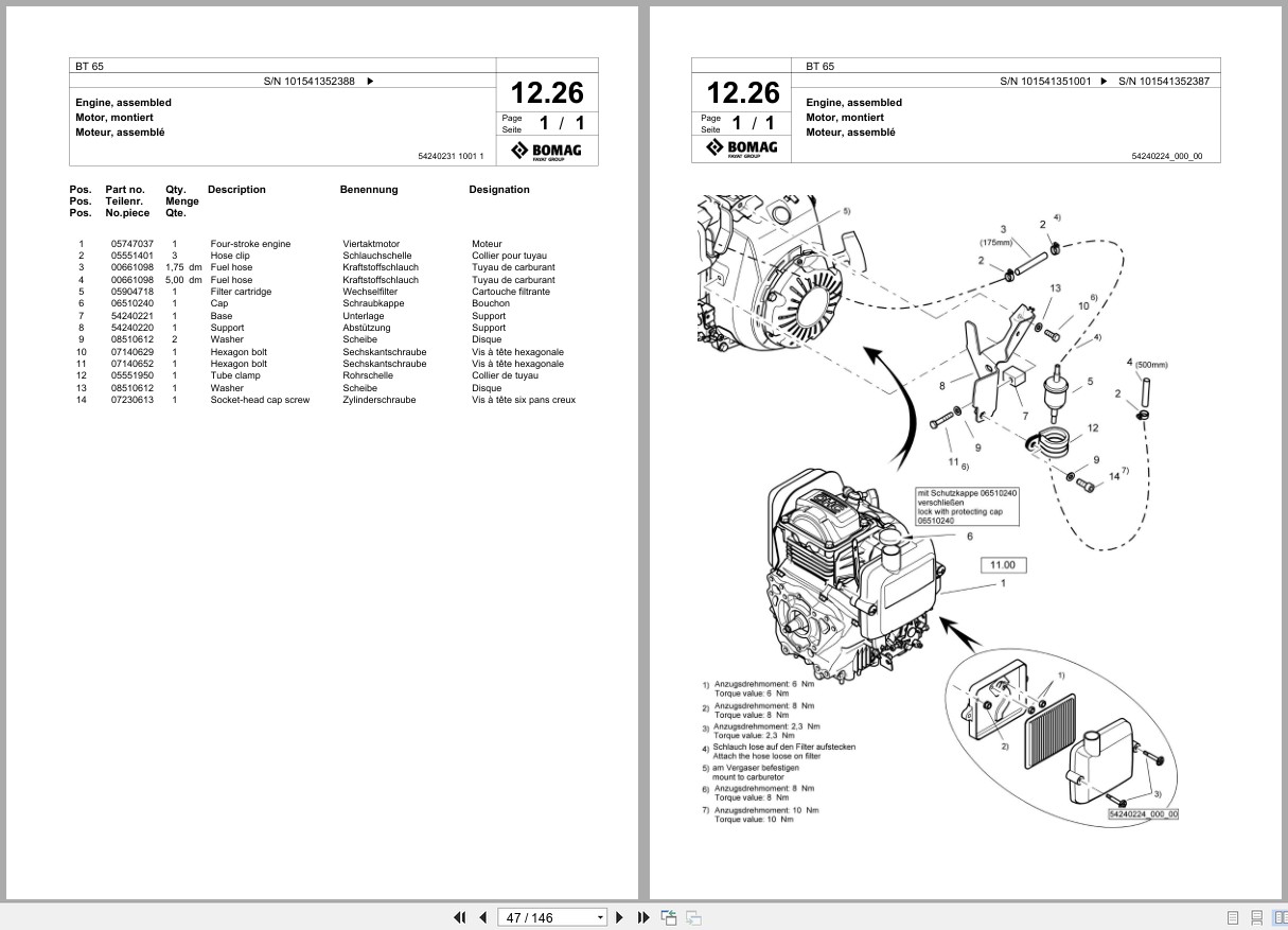 Bomag Vibratory Tamper BT 65 Spare Parts Catalog 2017 2018 EN DE FR (3)