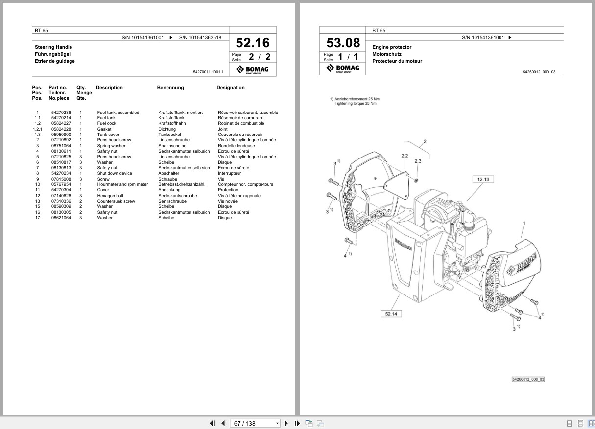 Bomag Vibratory Tamper BT 65 Spare Parts Catalog 2018 2019 EN DE FR (3)