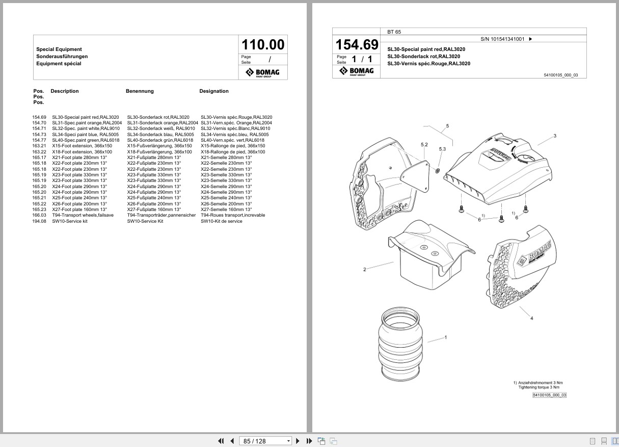 Bomag Vibratory Tamper BT 65 Spare Parts Catalog 2018 EN DE FR (3)