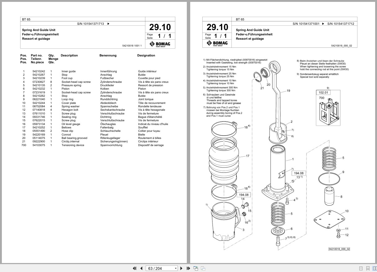 Bomag Vibratory Tamper BT 65 Spare Parts Catalog 2019 2021 EN DE FR (2)