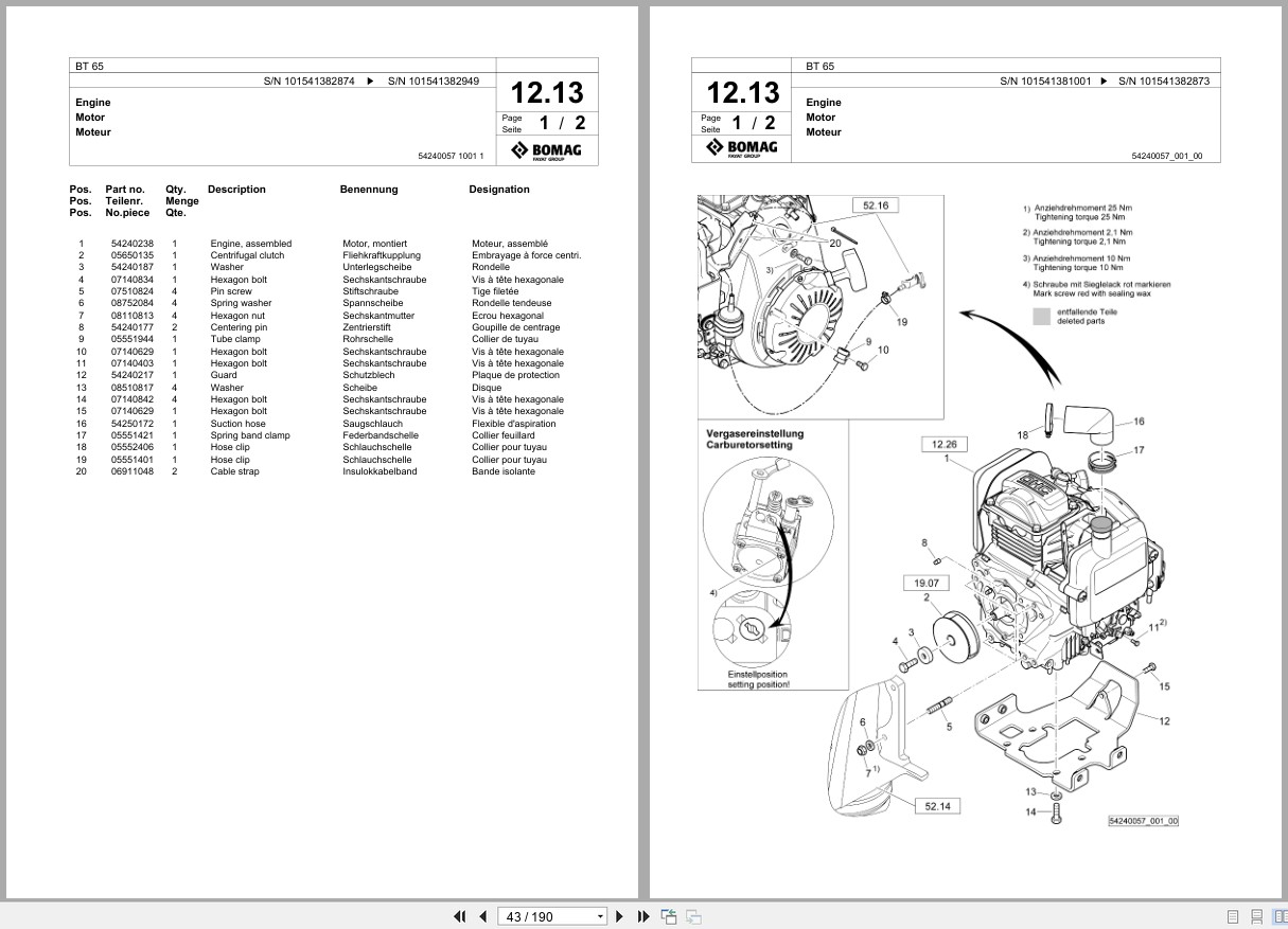 Bomag Vibratory Tamper BT 65 Spare Parts Catalog 2019 2023 EN DE FR (3)