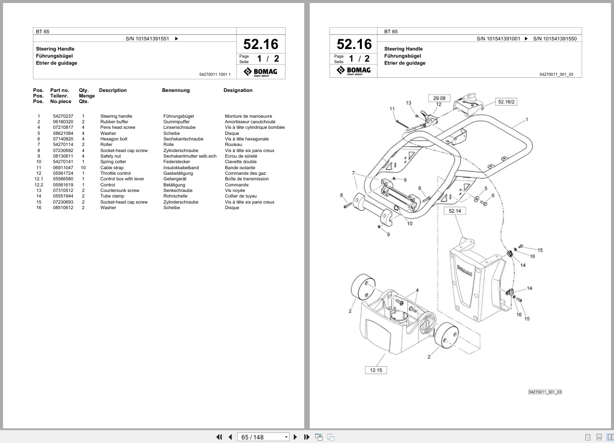 Bomag Vibratory Tamper BT 65 Spare Parts Catalog 2021 2023 EN DE FR (2)