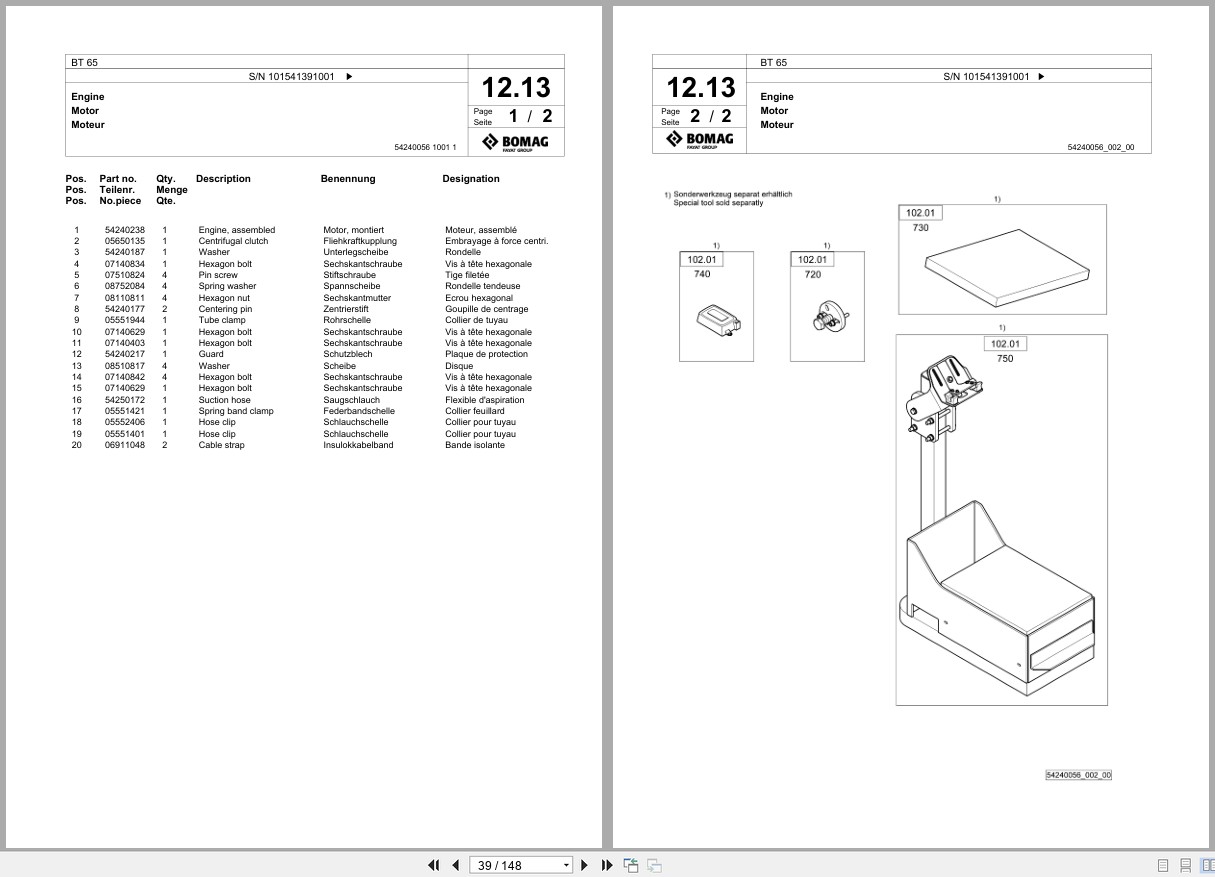 Bomag Vibratory Tamper BT 65 Spare Parts Catalog 2021 2023 EN DE FR (3)