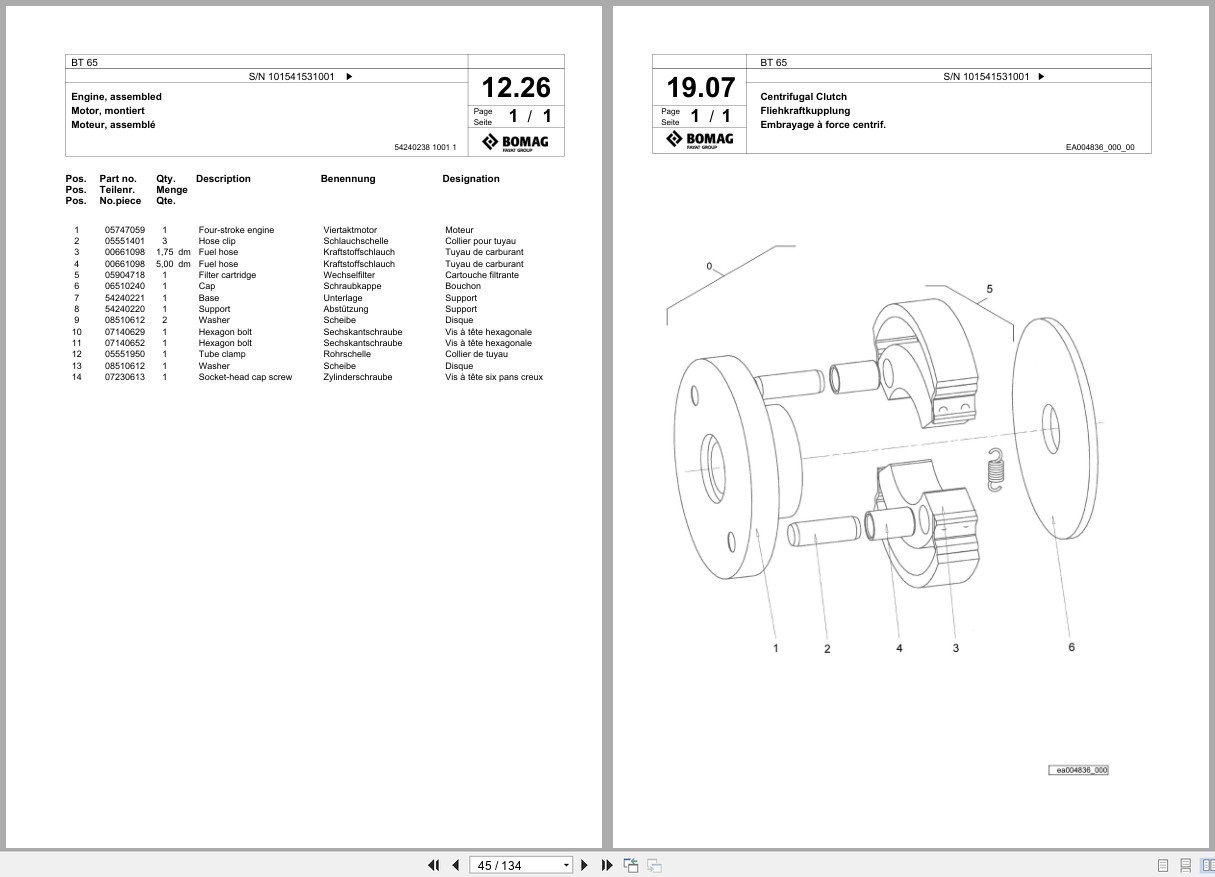 Bomag Vibratory Tamper BT 65 Spare Parts Catalog 2023 EN DE FR (2)