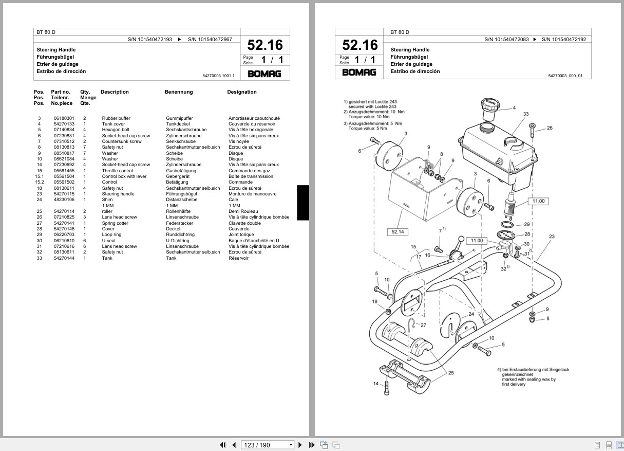 Bomag Vibratory Tamper BT 80 D Spare Parts Catalog 2001 2010 EN DE FR (2)