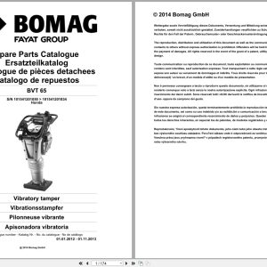 Bomag Vibratory Tamper BVT 65 Spare Parts Catalog 2012 2013 EN DE FR (1)