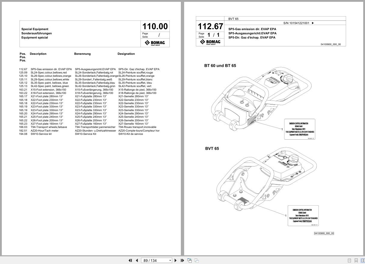 Bomag Vibratory Tamper BVT 65 Spare Parts Catalog 2017 2018 EN DE FR (2)