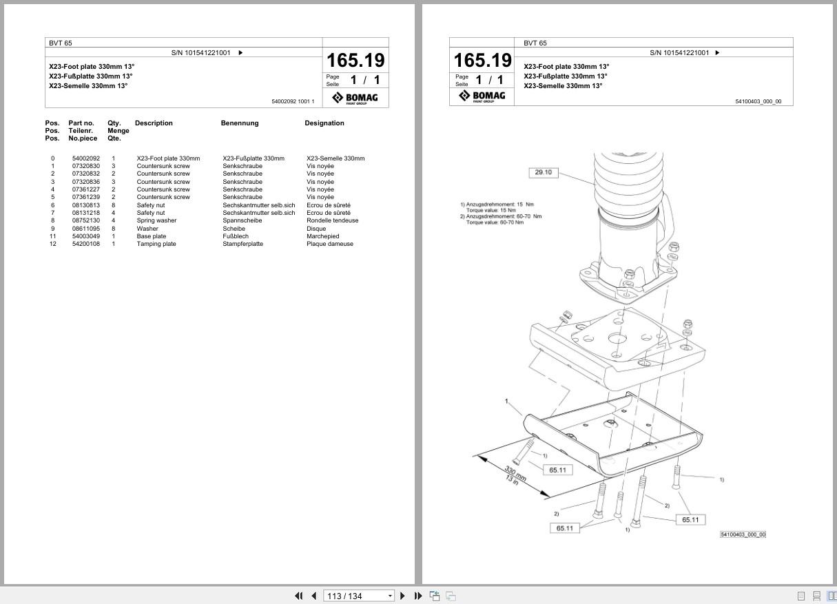 Bomag Vibratory Tamper BVT 65 Spare Parts Catalog 2017 2018 EN DE FR (3)