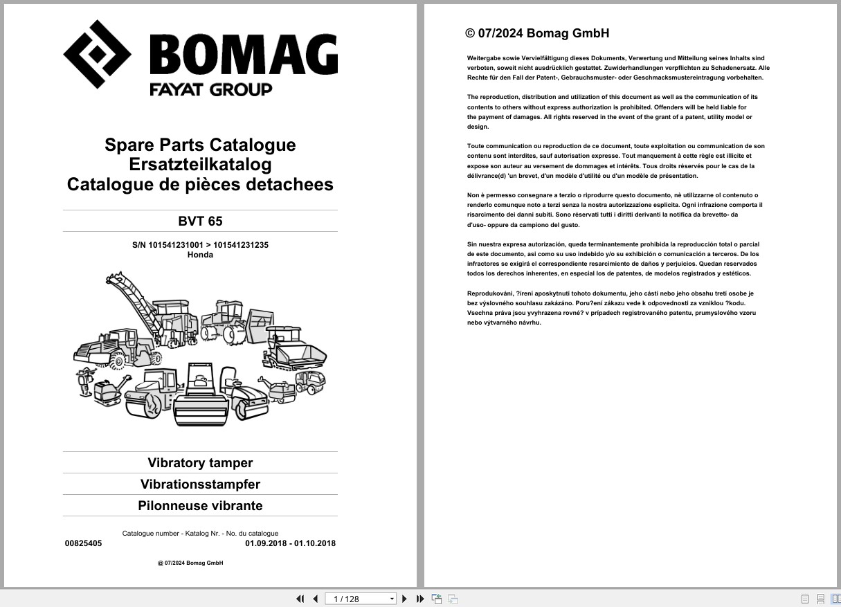 Bomag Vibratory Tamper BVT 65 Spare Parts Catalog 2018 EN DE FR (1)