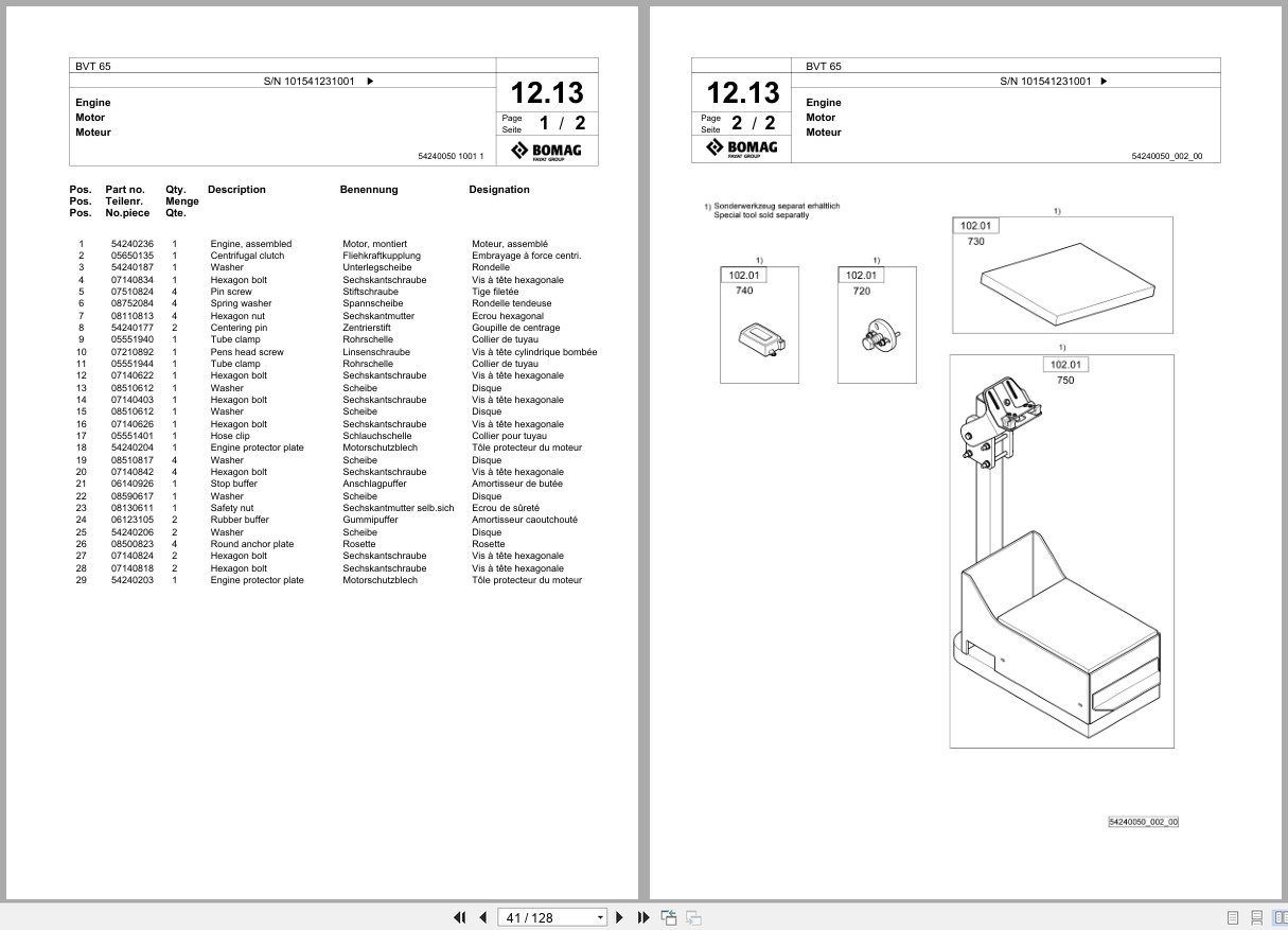 Bomag Vibratory Tamper BVT 65 Spare Parts Catalog 2018 EN DE FR (2)