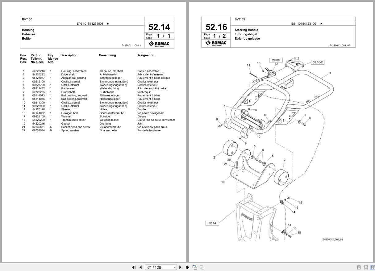 Bomag Vibratory Tamper BVT 65 Spare Parts Catalog 2018 EN DE FR (3)
