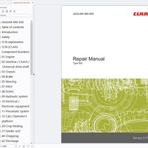 CLAAS Forage Harvester JAGUAR 990 930 502 Repair Manual (1)