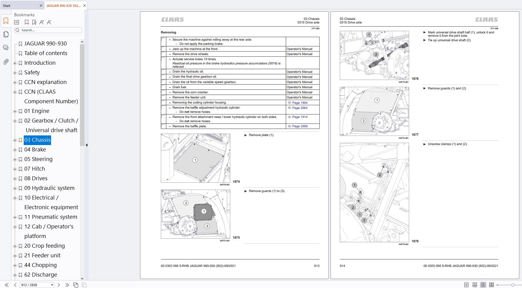 CLAAS Forage Harvester JAGUAR 990 930 502 Repair Manual (2)