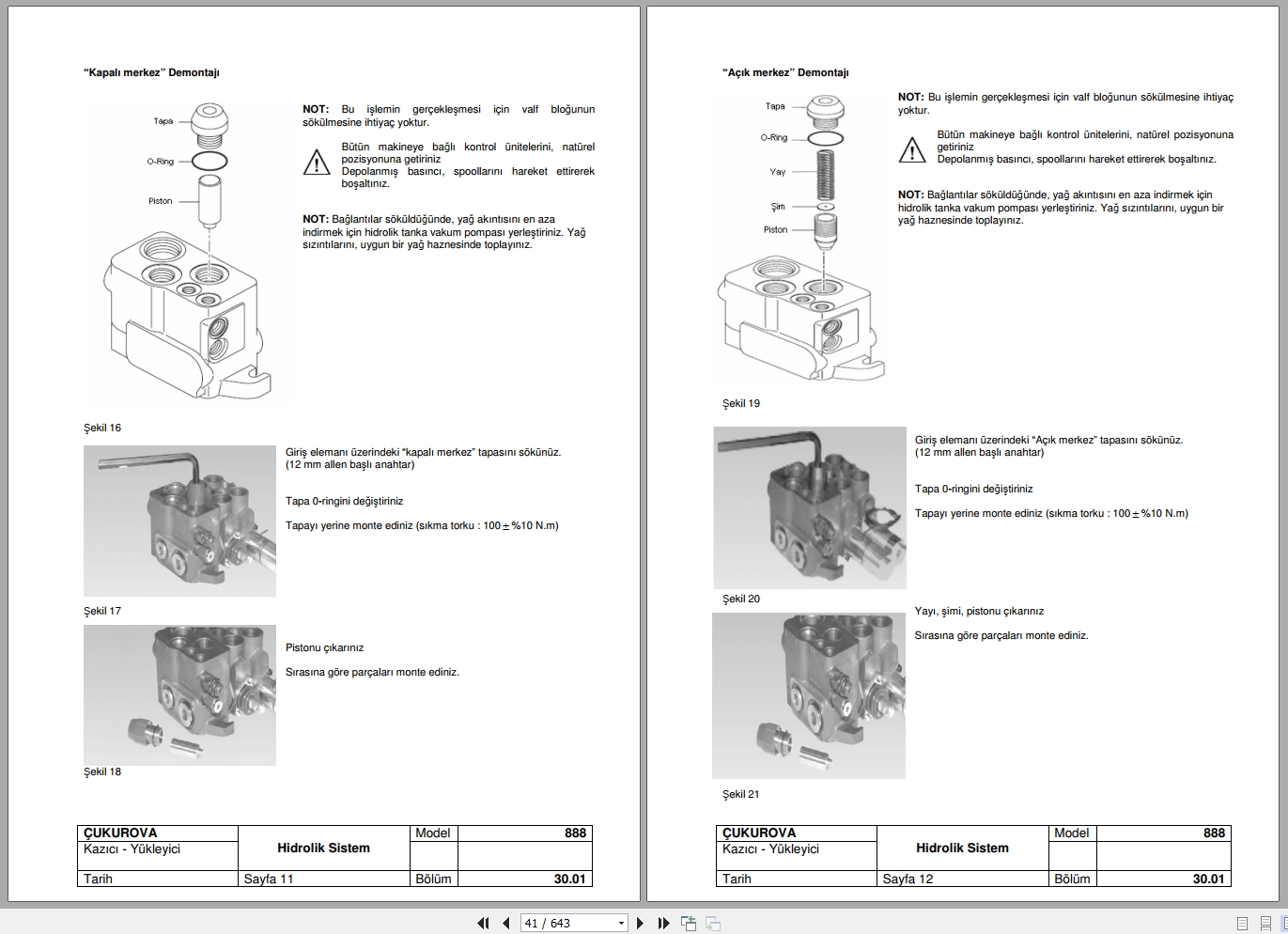 CUKUROVA Backhoe Loader 888 Service Booklet Wiring Diagrams C60A40R01 TR 2
