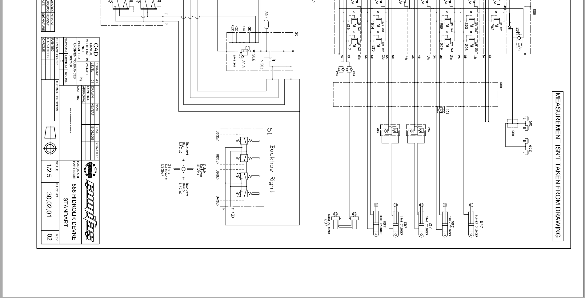 CUKUROVA Backhoe Loader 888 Service Booklet Wiring Diagrams C60A40R01 TR 3