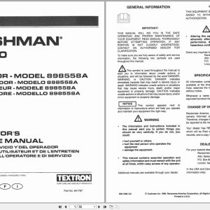 CUSHMAN Aerator GA 60 898558A Operators Service Manual 841767 1996 (1)