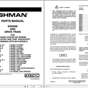 Cushman Engine And Train 898462 to 898635 Parts Manual 832972 (1)