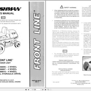 Cushman Front Line Mower 898806 898807 898810 Parts Manual 832191 1992 (1)