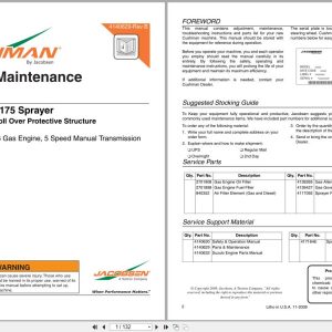 Cushman Sprayer SprayTek DS 175 84055 Parts Maintenance Manual 4140629 A 2009 (1)