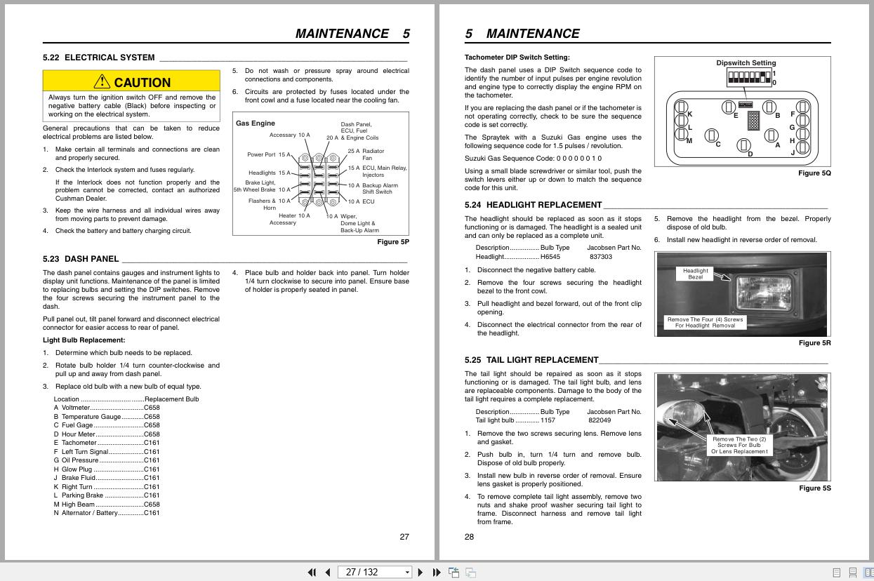 Cushman Sprayer SprayTek DS 175 84055 Parts Maintenance Manual 4140629 A 2009 (2)