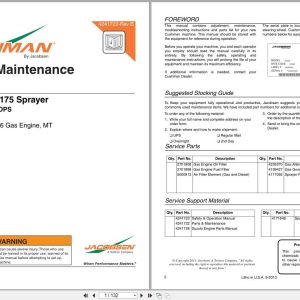 Cushman Sprayer SprayTek DS 175 84066 Parts Maintenance Manual 4241722 B (1)