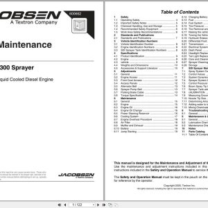 Cushman Sprayer SprayTek DS 300 84042 Parts Maintenance Manual 600662 2005 (1)